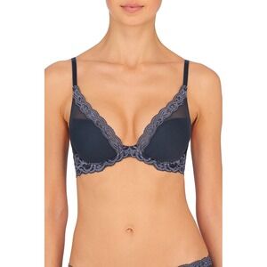 Natori Feathers Plunge T-Shirt Bra - Ash Navy Size 34 C 34C NEW 730023